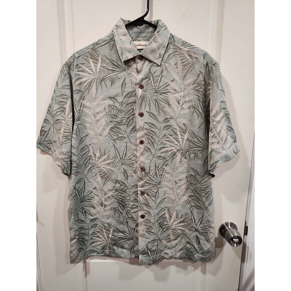 Caribbean Other - Men's Caribbean Silk Blend Hawaiian Button Front Shirt Medium Green